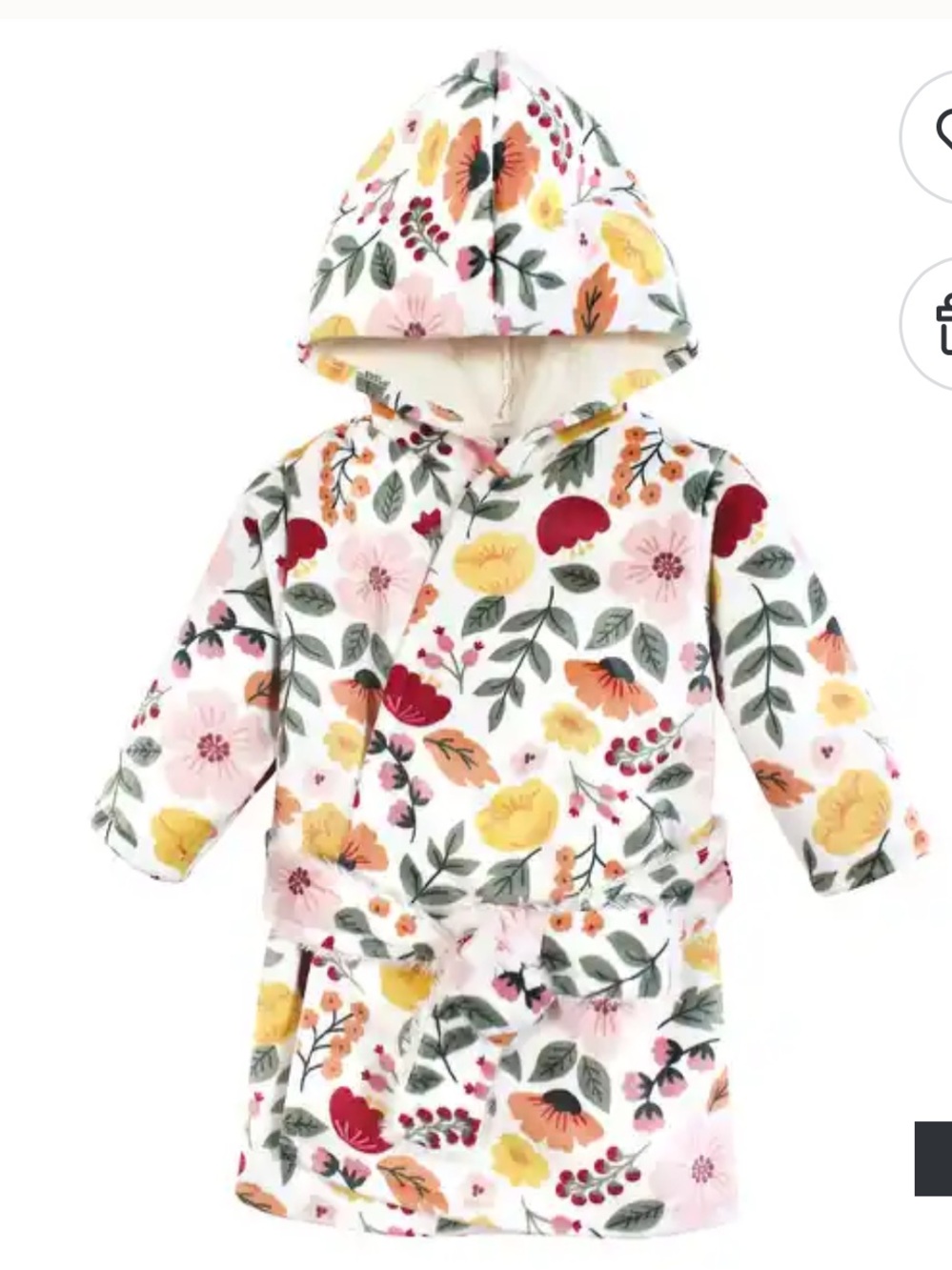 Hudson Baby Floral Hooded Baby Robe in Yellow, Pink, Red, Green